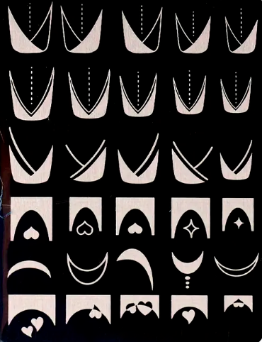 Placa de Stamping para Nail Art com designs de manicure francesa clássica e sofisticada.
