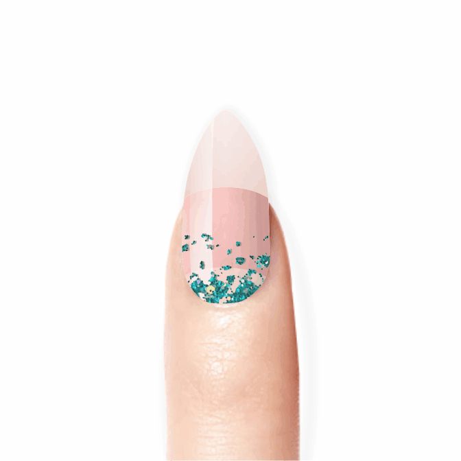 Stick-On Gel Chuva de Glitter Turquesa: Verniz Gel Pré-Preparado