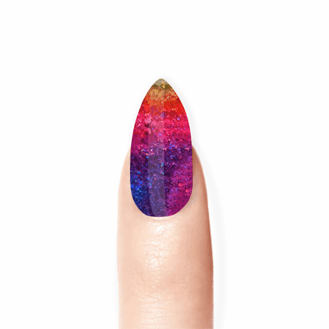 Stick-On Gel Rainbow Glitter: Verniz Gel Pré-Preparado