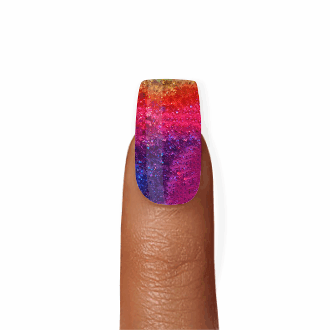 Stick-On Gel Rainbow Glitter: Verniz Gel Pré-Preparado