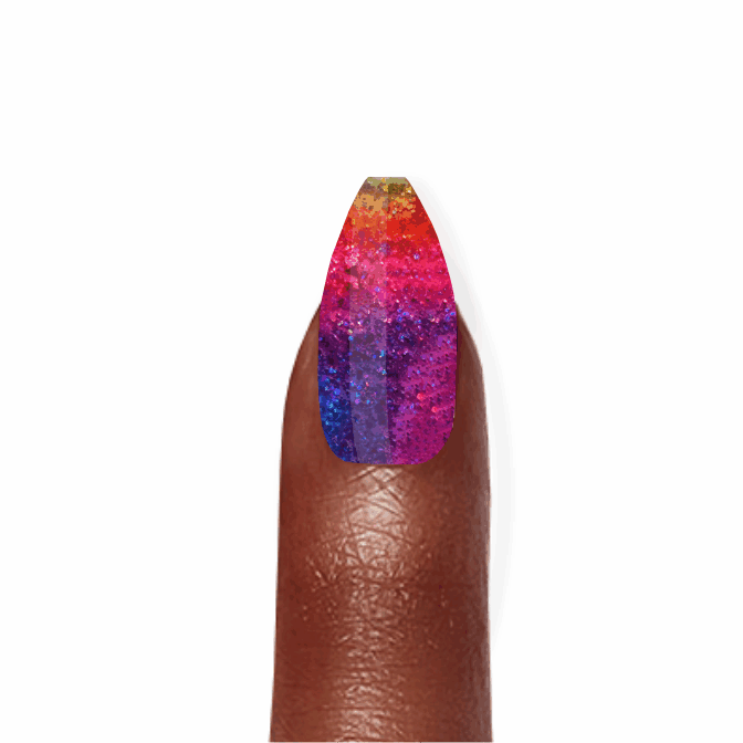 Stick-On Gel Rainbow Glitter: Verniz Gel Pré-Preparado