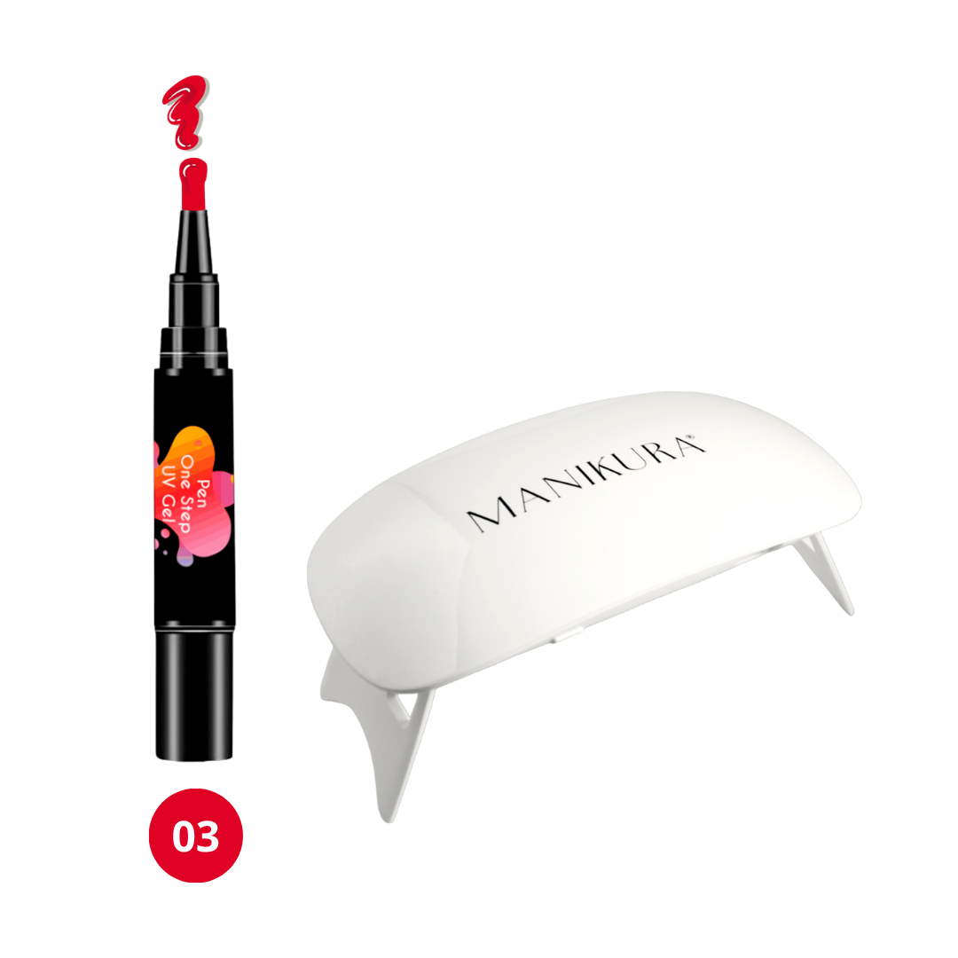KIT MANICURE EXPRESS: Pen One Step Groselha + Lâmpada UV LED