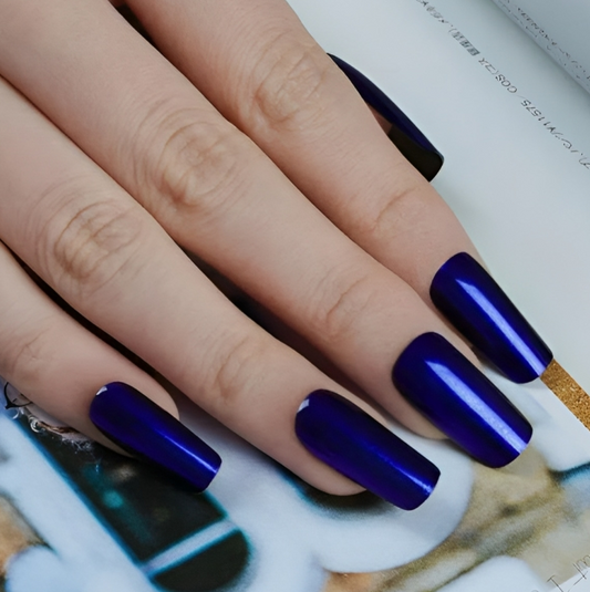 Stick-On Gel Azul Metálico: Verniz de Gel Pré-Preparado