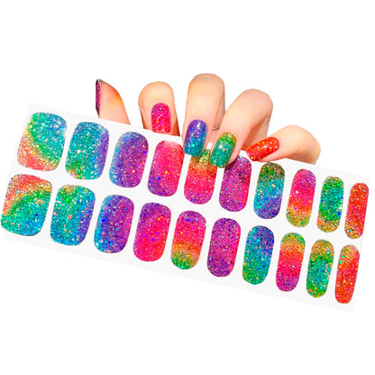 Stick-On Gel Rainbow Glitter: Verniz Gel Pré-Preparado