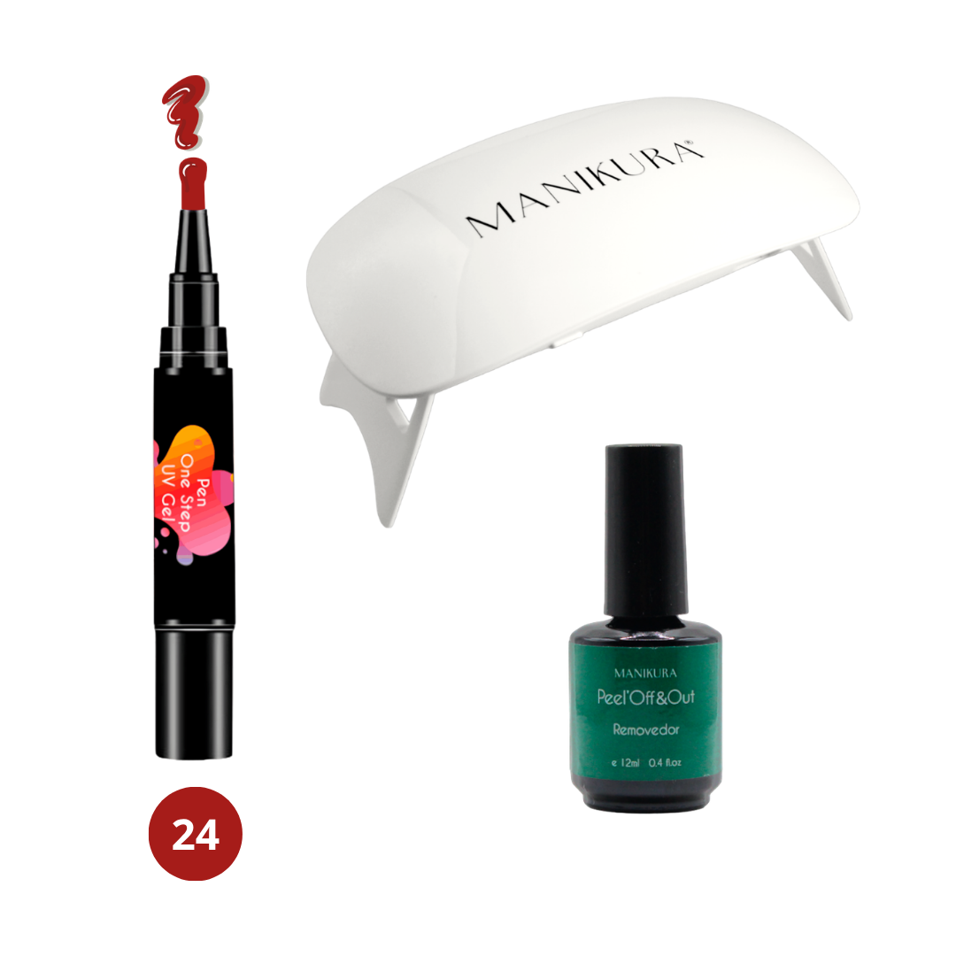 TRIO MANICURE COMPLETA: Pen One Step Jaspe + Lâmpada UV + Removedor Ultra Rápido