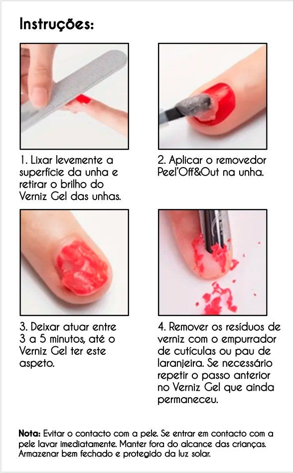 Peel'Off&Out - Removedor Ultra Rápido de Verniz Gel para Manicures Sem Complicações