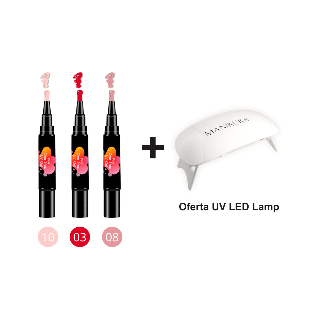 Kit Doce Coração: Canetas Verniz Gel Hibisco, Groselha e Blush + OFERTA Lâmpada LED UV