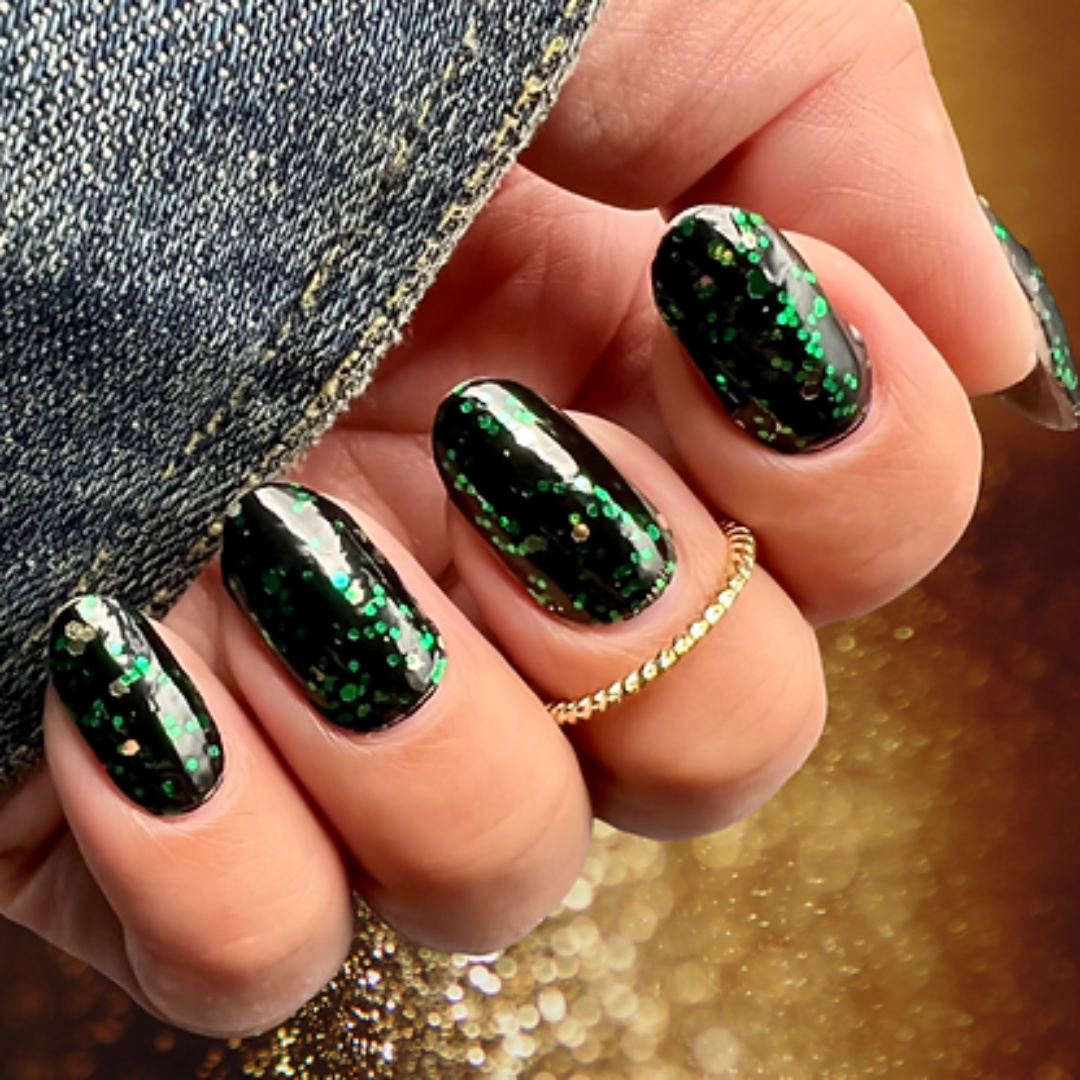 Stick-On Gel Brilho Verde Esmeralda: Verniz de Gel Pré-Preparado