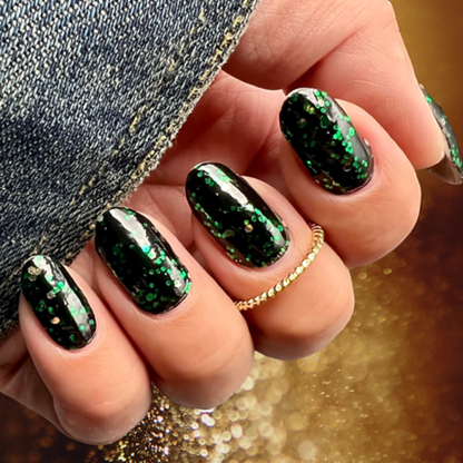 Stick-On Gel Brilho Verde Esmeralda: Verniz de Gel Pré-Preparado