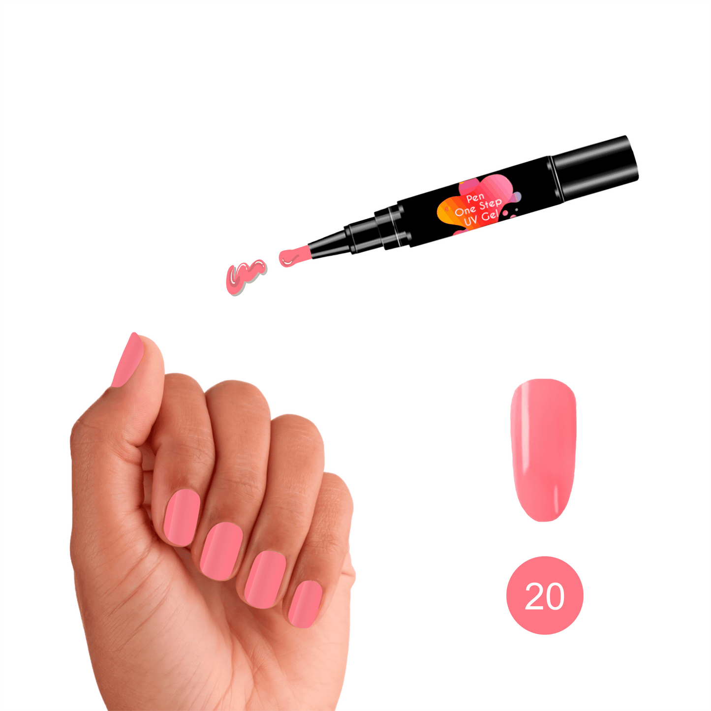 #20 Pen One Step Coral - Verniz Gel 3 em 1