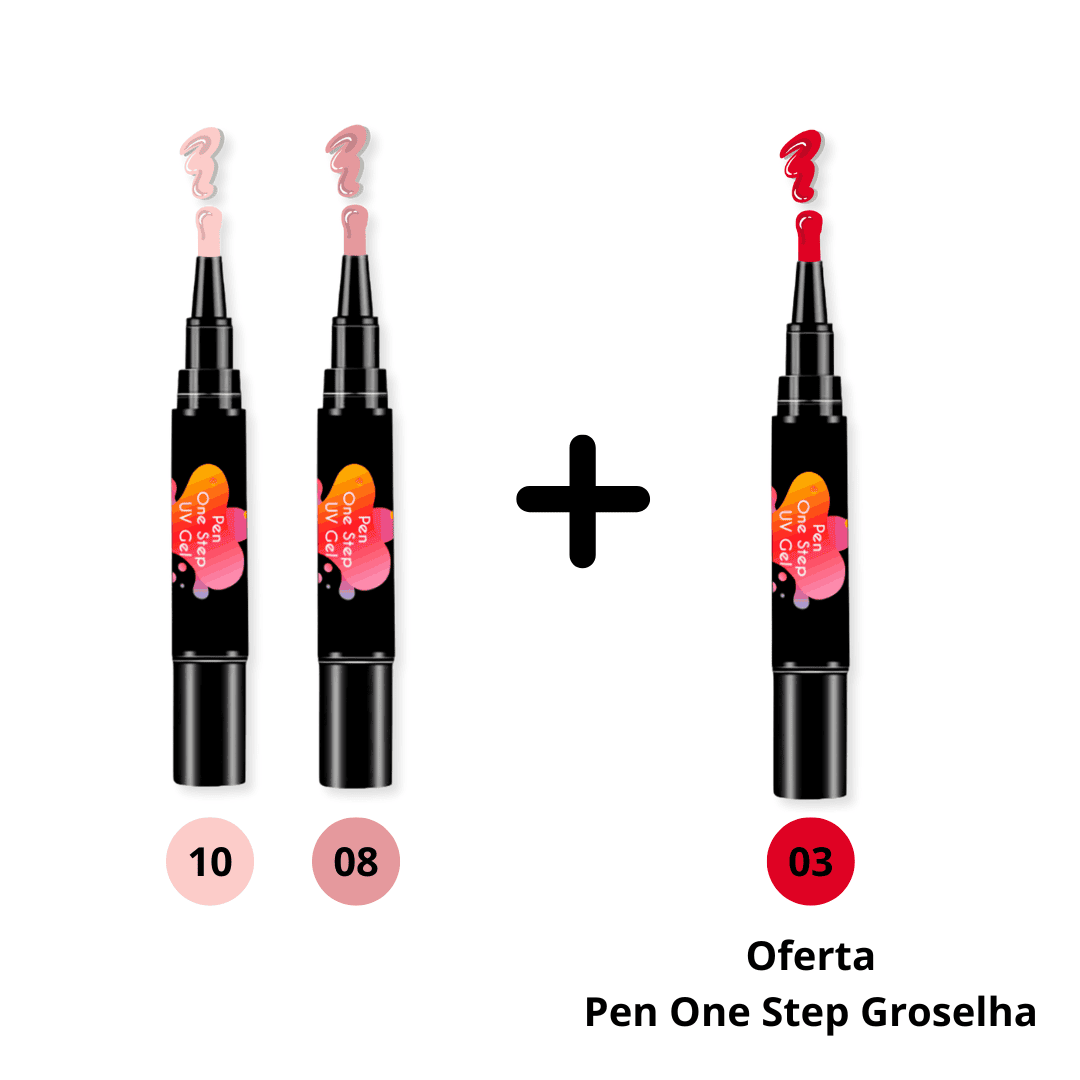 Conjunto de 2 Canetas de Verniz Gel 3 em 1 em tons Rosa + Oferta da Caneta Groselha