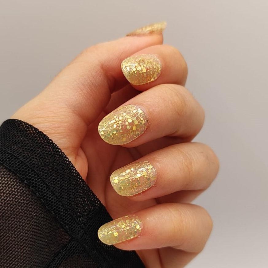 Stick-On Gel Golden Party: Verniz Gel Pré-Preparado