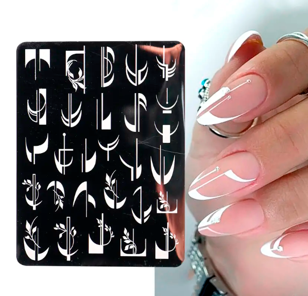 Placa de Stamping Manicure Francesa Moderna: Elegância Reimaginada em Nail Art