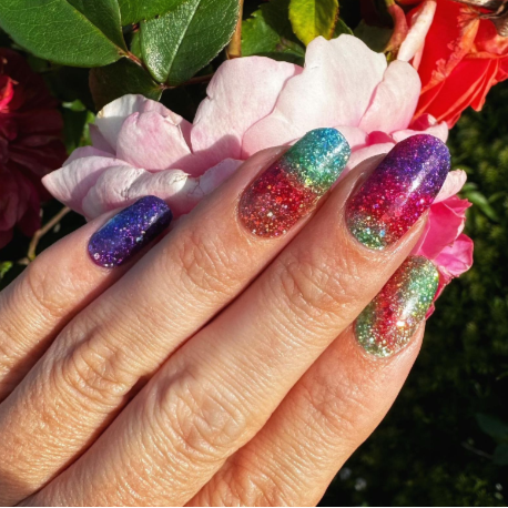 Stick-On Gel Rainbow Glitter: Verniz Gel Pré-Preparado