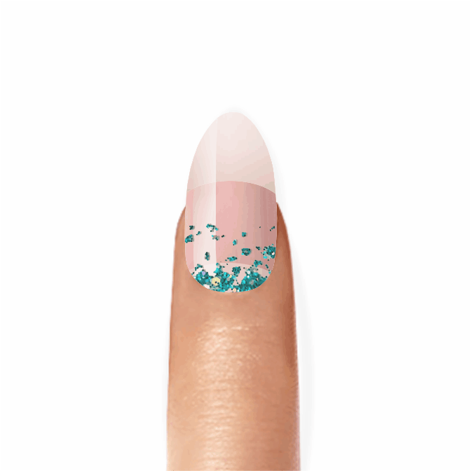 Stick-On Gel Chuva de Glitter Turquesa: Verniz Gel Pré-Preparado