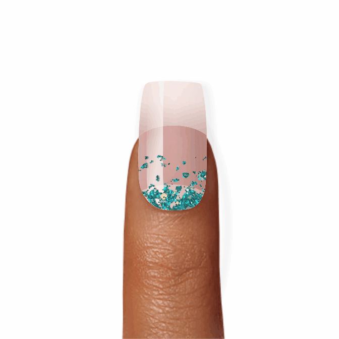 Stick-On Gel Chuva de Glitter Turquesa: Verniz Gel Pré-Preparado