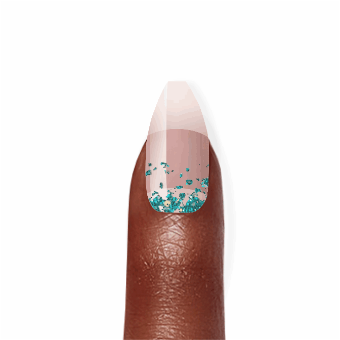 Stick-On Gel Chuva de Glitter Turquesa: Verniz Gel Pré-Preparado