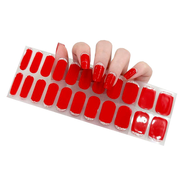 Stick-On Gel Vermelho Festivo: Verniz Gel Pré-Preparado